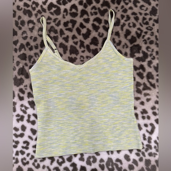 Express Body Contour Ribbed Sweetheart Cami Tank Top in Space Dye Green Small - Picture 6 of 17